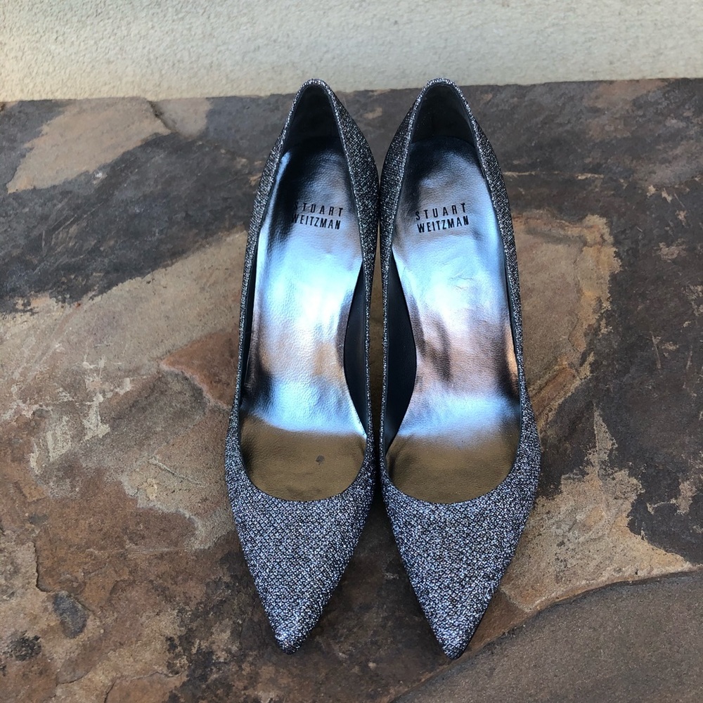 NEW Stuart Weitzman Y2K metallic glitter heels - Picture 2 of 5